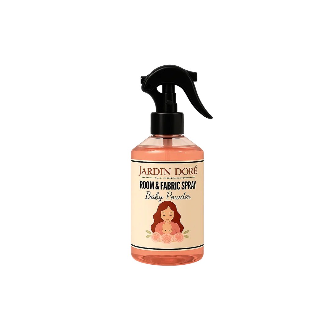 Spray Textile & d’Ambiance Baby Powder – Parfum d’intérieur doux et poudré 250ml | Jardin Doré