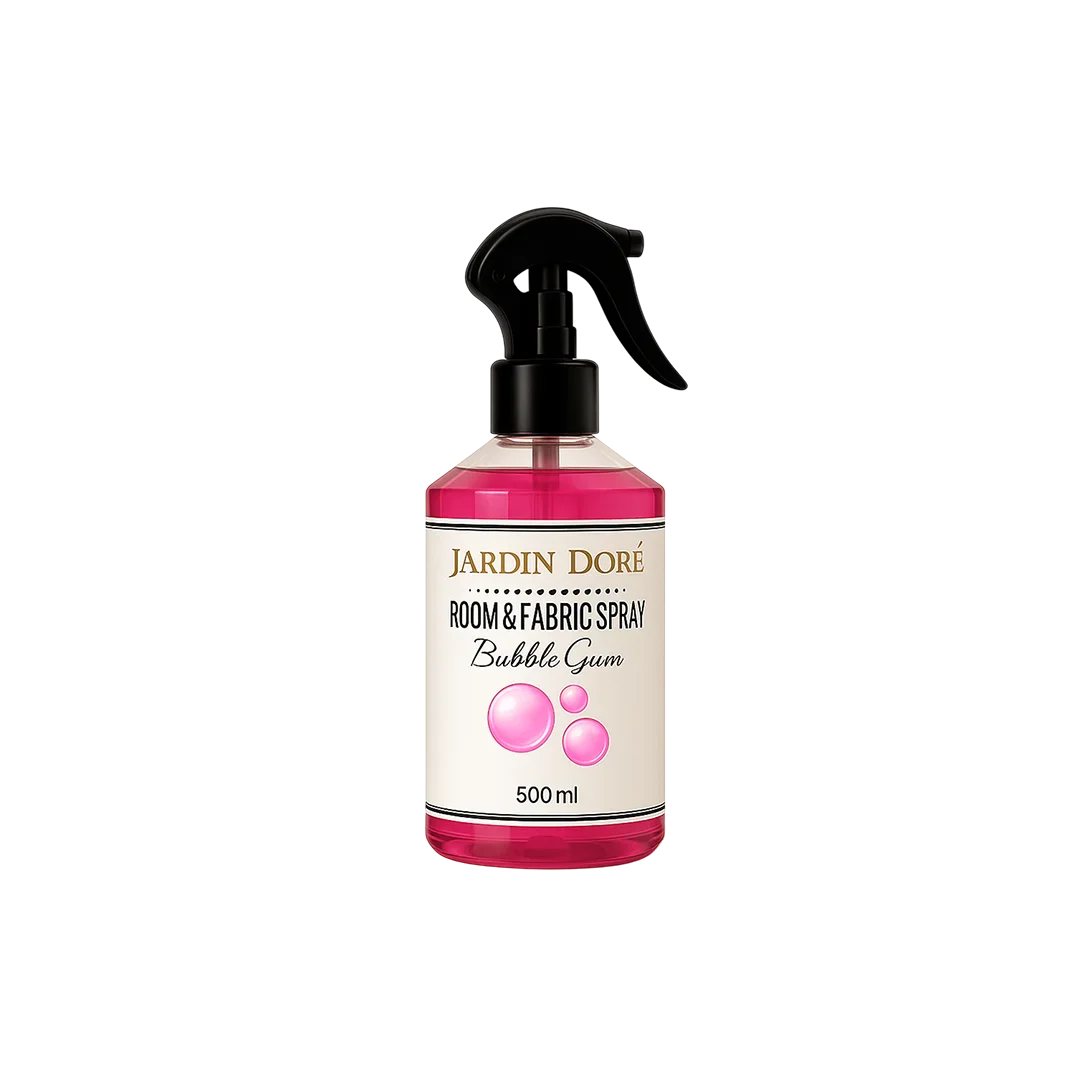 Spray Textile & d’Ambiance Bubble Gum 250ml – Parfum d’intérieur gourmand | Jardin Doré